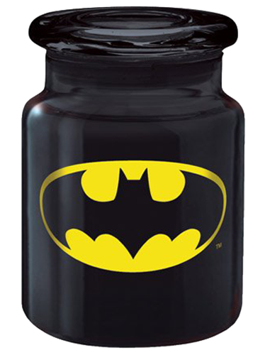 Batman Logo Black Glass Apothecary Jar | iCup Batman Glass Apothecary Jar |  Popcultcha