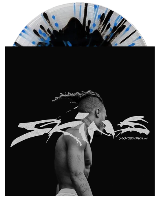 XXXTentacion - Skins LP Vinyl Record (Black in Clear with Black/ Blue  Splatter Coloured Vinyl) by Bad Vibes Forever