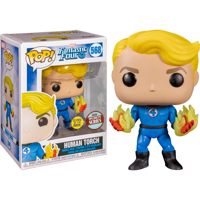 Funko Pop Fantastic Four Human Torch Glow In The Dark Specialty with Protector 