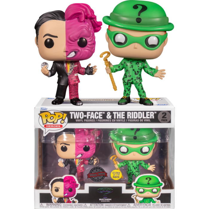 Batman Forever (1995) | Two Face & The Riddler Glow in the Dark Funko Pop!  Vinyl Figure 2-Pack | Popcultcha