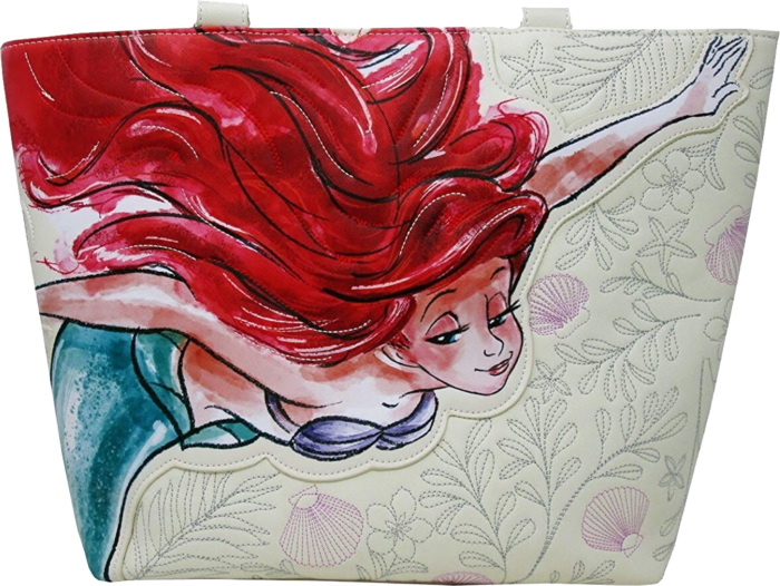 The Little Mermaid Ariel Watercolour Print 12 Faux Leather Tote Bag By Loungefly Popcultcha