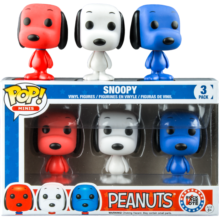 Rock The Vote Snoopy Mini Pop Vinyl Figure 3 Pack Peanuts Funko Popcultcha