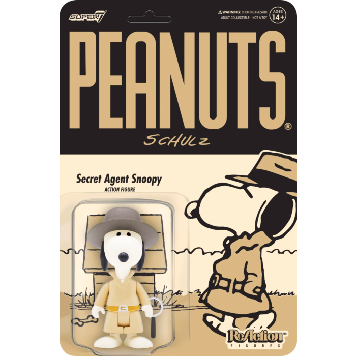 Peanuts - Secret Agent Snoopy ReAction 3.75” Action Figure By Super7 ...