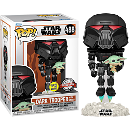Star Wars: The Mandalorian - Dark Trooper with Grogu Glow in the Dark Pop! Vinyl Figure