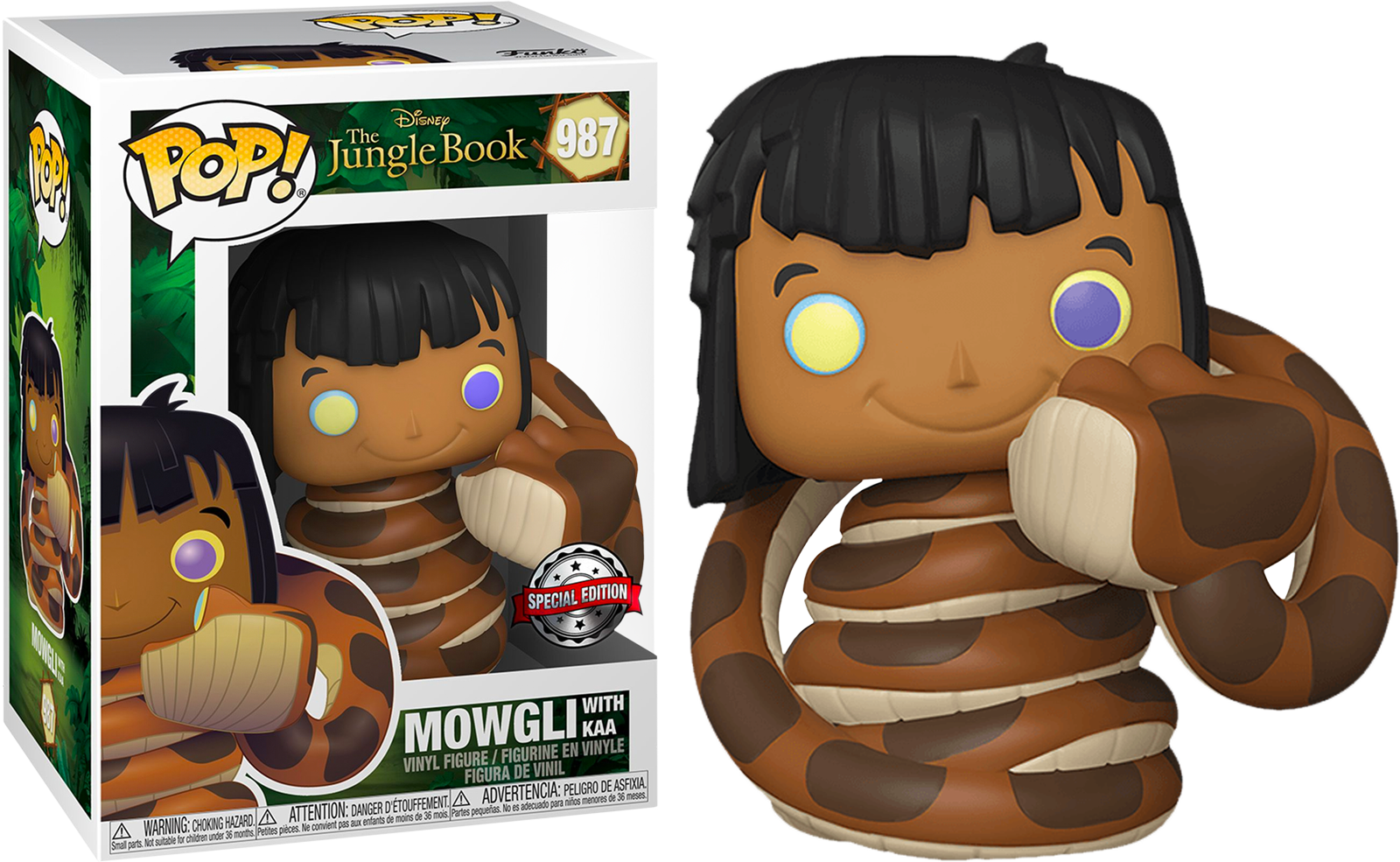 Figure　Book　Popcultcha　Mowgli　Funko　with　Kaa　Pop!　Vinyl　The　Jungle