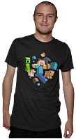 Minecraft - Run Away! Glow In The Dark Black Male T-Shirt