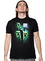 Minecraft - Three Creeper Moon Black Premium Male T-Shirt
