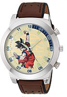 Dragon Ball Z - Goku Character Detail Brown Faux Leather Band Watch (One-Size)