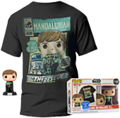 Star Wars: The Mandalorian - Luke Skywalker with Grogu Pop! Vinyl Figure & T-Shirt Box Set