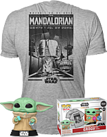 Star Wars: Mandalorian - Grogu with Cookie Flocked Pop! Vinyl Figure & T-Shirt Box Set