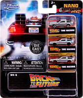 Back to the Future - DeLorean Time Machine Nano Hollywood Rides 1.5” Die-Cast Vehicle Replica 3-Pack