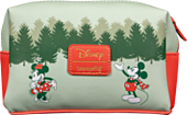 Disney - Mickey & Minnie Holiday 5” Faux Leather Zip-Around Cosmetic Bag