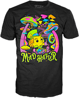 Alice in Wonderland - Mad Hatter Blacklight Pop! Tees Unisex Black T-Shirt (Funko / Popcultcha Exclusive)