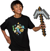 Minecraft - Run Away! Glow in the Dark Black Kids or Youth T-Shirt